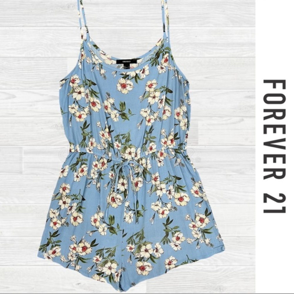 NWT Floral Blue Romper | Large
